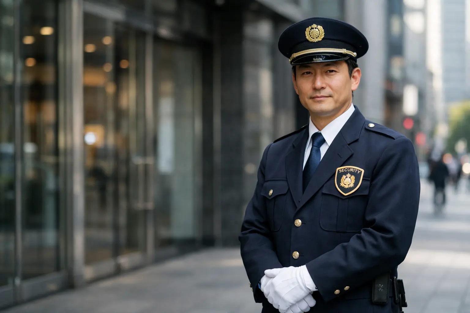 若い警備スタッフが現場で対応している様子